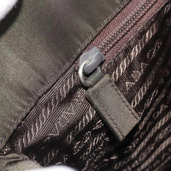 PRADA Tote Bag Nylon Green Silver Auth 175696