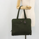 PRADA Tote Bag Nylon Green Silver Auth 175696-26