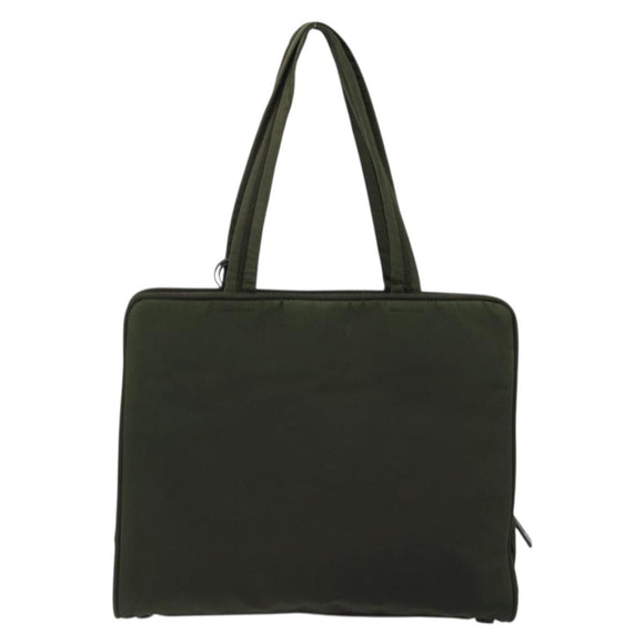 PRADA Tote Bag Nylon Green Silver Auth 175696