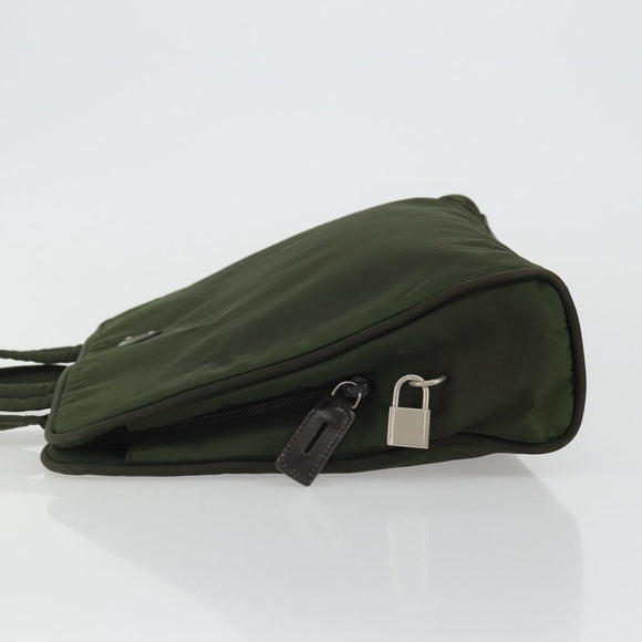 PRADA Tote Bag Nylon Green Silver Auth 175696