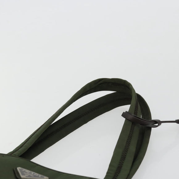 PRADA Tote Bag Nylon Green Silver Auth 175696
