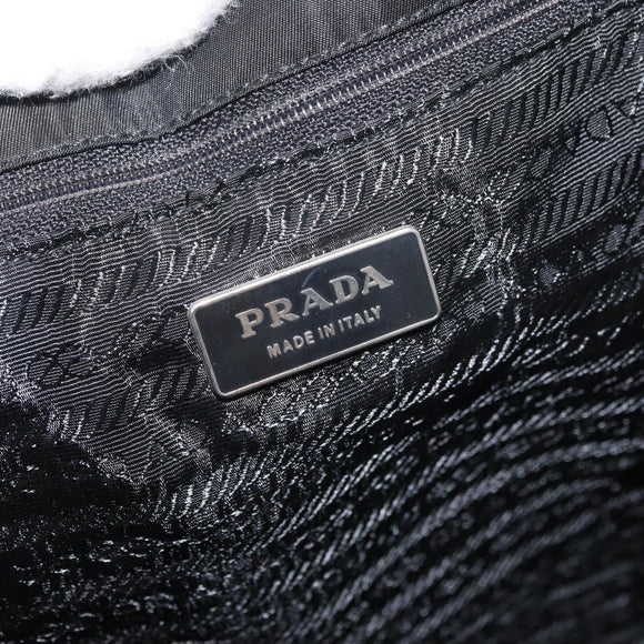 PRADA Hand Bag Nylon Black Silver Auth 175699