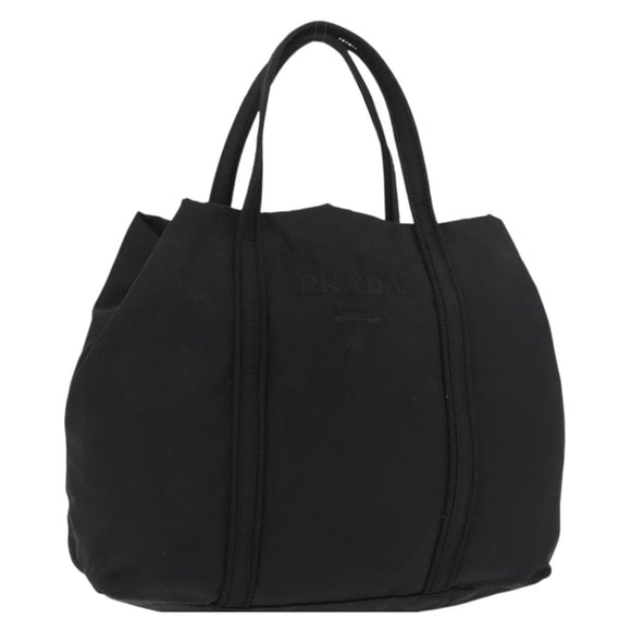 PRADA Hand Bag Nylon Black Silver Auth 175699