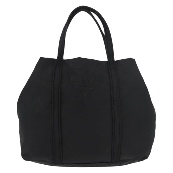 PRADA Hand Bag Nylon Black Silver Auth 175699