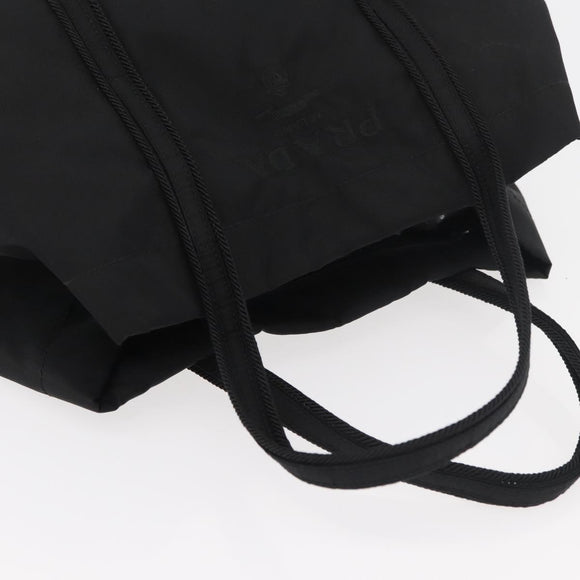 PRADA Hand Bag Nylon Black Silver Auth 175699