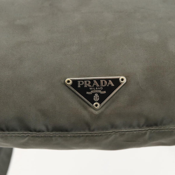 PRADA Shoulder Bag Nylon Gray Silver Auth 175700