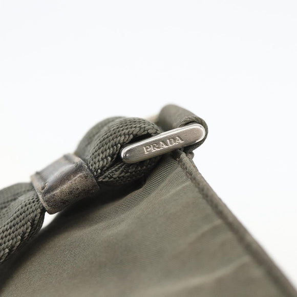 PRADA Shoulder Bag Nylon Gray Silver Auth 175700