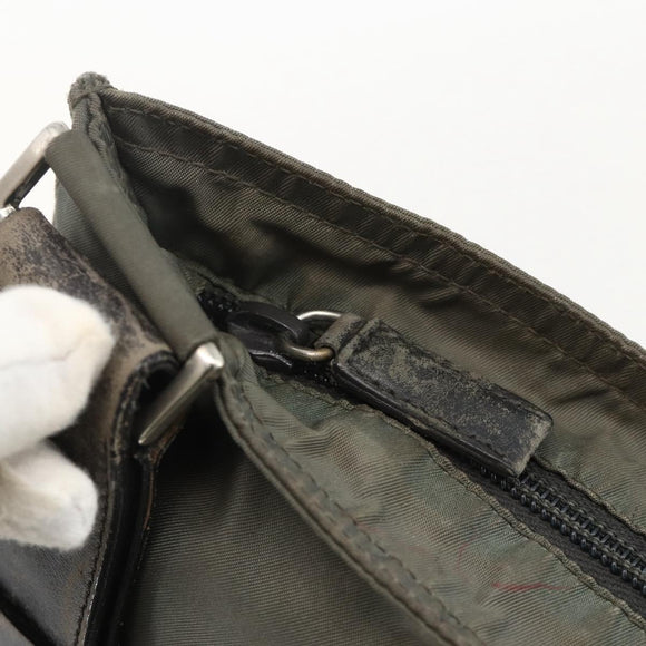 PRADA Shoulder Bag Nylon Gray Silver Auth 175700