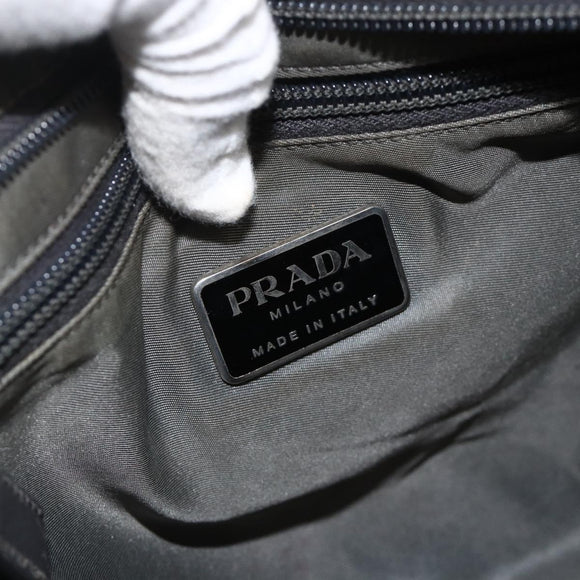 PRADA Shoulder Bag Nylon Gray Silver Auth 175700