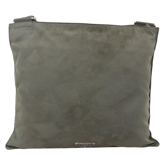 PRADA Shoulder Bag Nylon Gray Silver Auth 175700