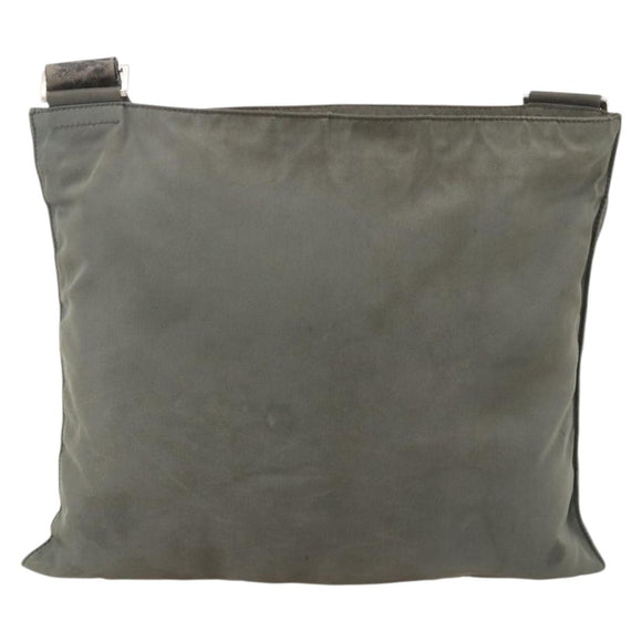 PRADA Shoulder Bag Nylon Gray Silver Auth 175700