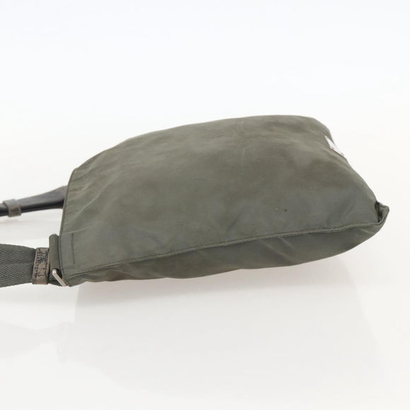 PRADA Shoulder Bag Nylon Gray Silver Auth 175700