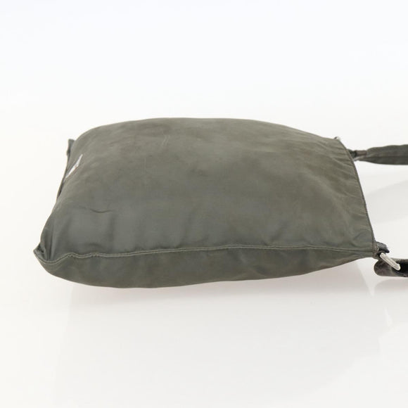 PRADA Shoulder Bag Nylon Gray Silver Auth 175700
