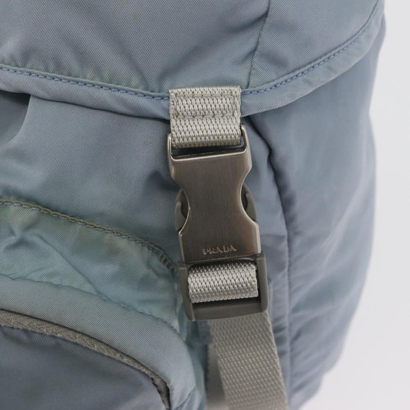 PRADA Backpack Nylon Light Blue Silver Auth 175701