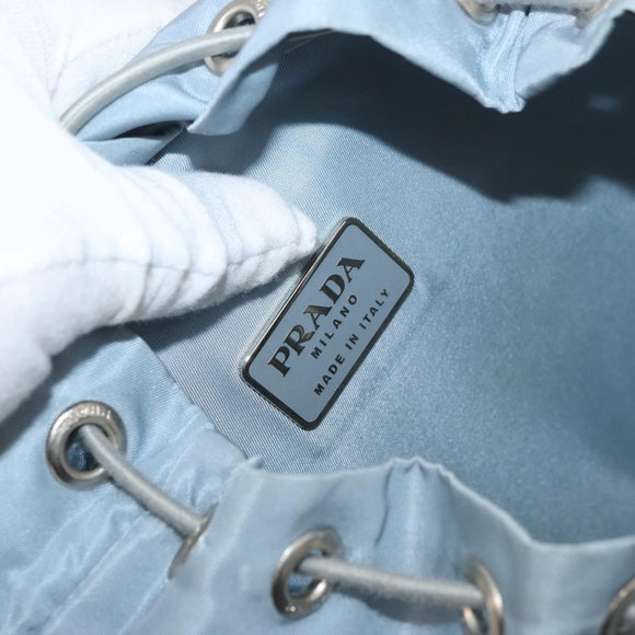 PRADA Backpack Nylon Light Blue Silver Auth 175701
