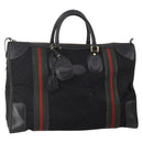 GUCCI GG Canvas Web Sherry Line Boston Bag Black Gold Red Auth 175702-1