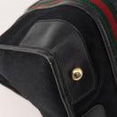 GUCCI GG Canvas Web Sherry Line Boston Bag Black Gold Red Auth 175702-17