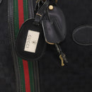 GUCCI GG Canvas Web Sherry Line Boston Bag Black Gold Red Auth 175702-9
