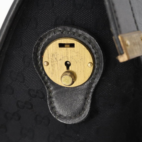 GUCCI GG Canvas Web Sherry Line Boston Bag Black Gold Red Auth 175702
