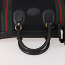 GUCCI GG Canvas Web Sherry Line Boston Bag Black Gold Red Auth 175702-7