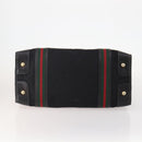 GUCCI GG Canvas Web Sherry Line Boston Bag Black Gold Red Auth 175702-5