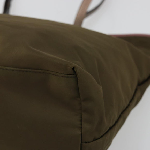 PRADA Tote Bag Nylon Khaki Gold Auth 175703