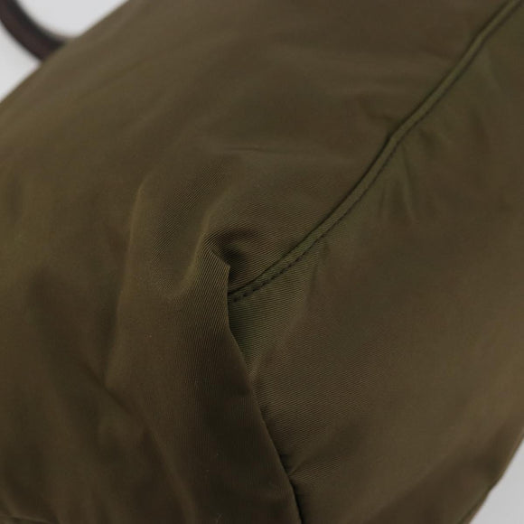 PRADA Tote Bag Nylon Khaki Gold Auth 175703
