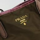 PRADA Tote Bag Nylon Khaki Gold Auth 175703-10