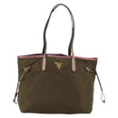 PRADA Tote Bag Nylon Khaki Gold Auth 175703-13