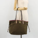 PRADA Tote Bag Nylon Khaki Gold Auth 175703-23