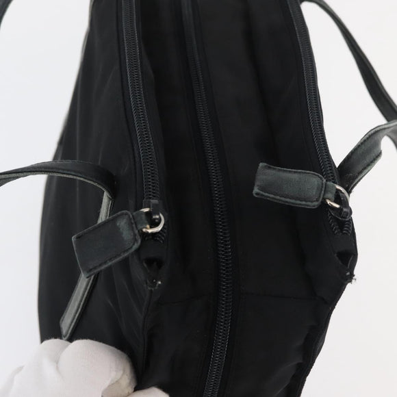 PRADA Tote Bag Nylon Black Silver Auth 175704