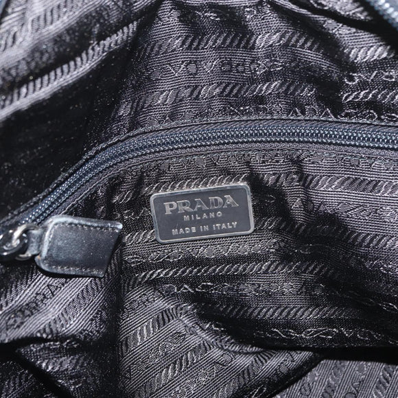PRADA Tote Bag Nylon Black Silver Auth 175704