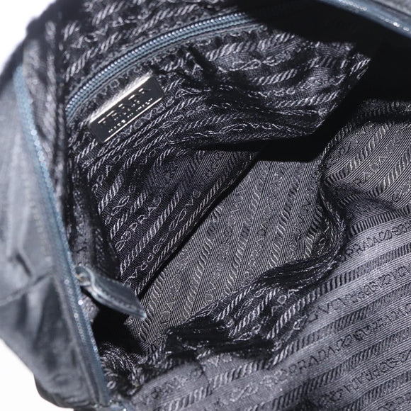 PRADA Tote Bag Nylon Black Silver Auth 175704