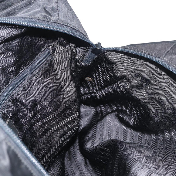 PRADA Tote Bag Nylon Black Silver Auth 175704