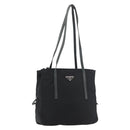 PRADA Tote Bag Nylon Black Silver Auth 175704-1