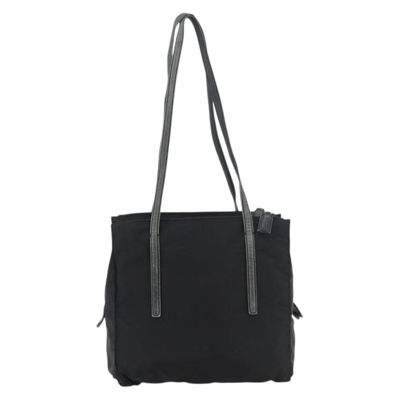 PRADA Tote Bag Nylon Black Silver Auth 175704