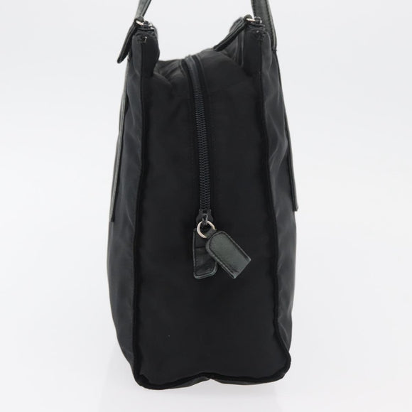 PRADA Tote Bag Nylon Black Silver Auth 175704