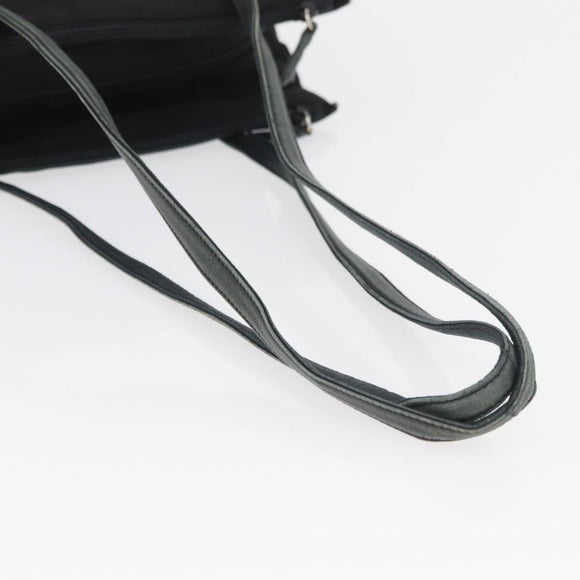PRADA Tote Bag Nylon Black Silver Auth 175704