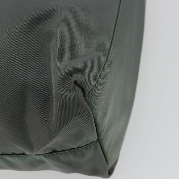 PRADA Tote Bag Nylon Green Silver Auth 175705