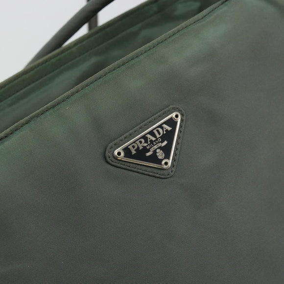 PRADA Tote Bag Nylon Green Silver Auth 175705