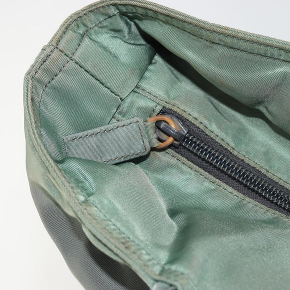 PRADA Tote Bag Nylon Green Silver Auth 175705