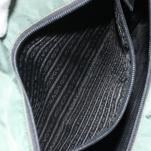PRADA Tote Bag Nylon Green Silver Auth 175705