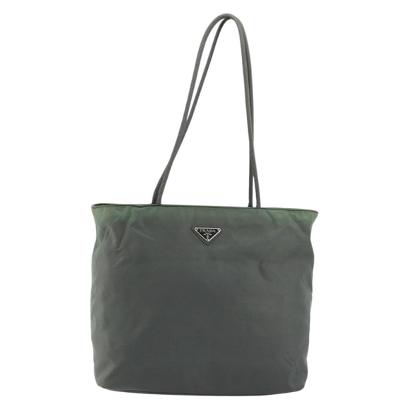 PRADA Tote Bag Nylon Green Silver Auth 175705