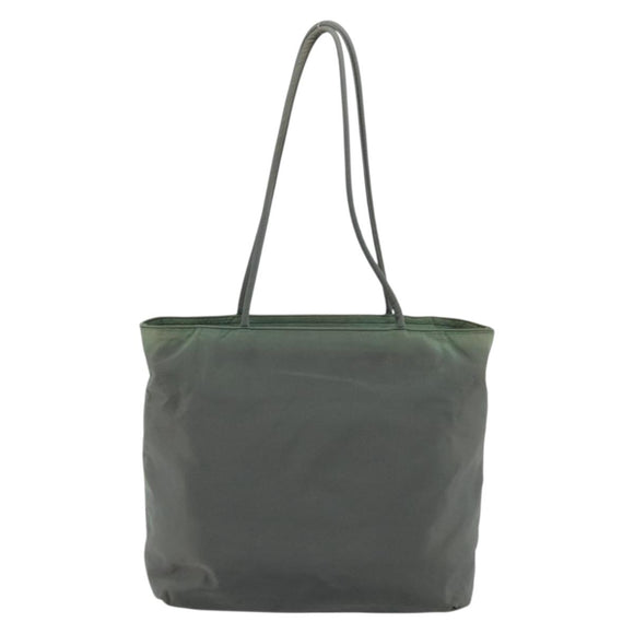 PRADA Tote Bag Nylon Green Silver Auth 175705