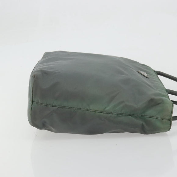 PRADA Tote Bag Nylon Green Silver Auth 175705