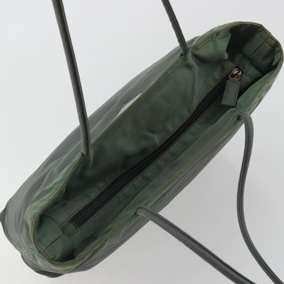 PRADA Tote Bag Nylon Green Silver Auth 175705