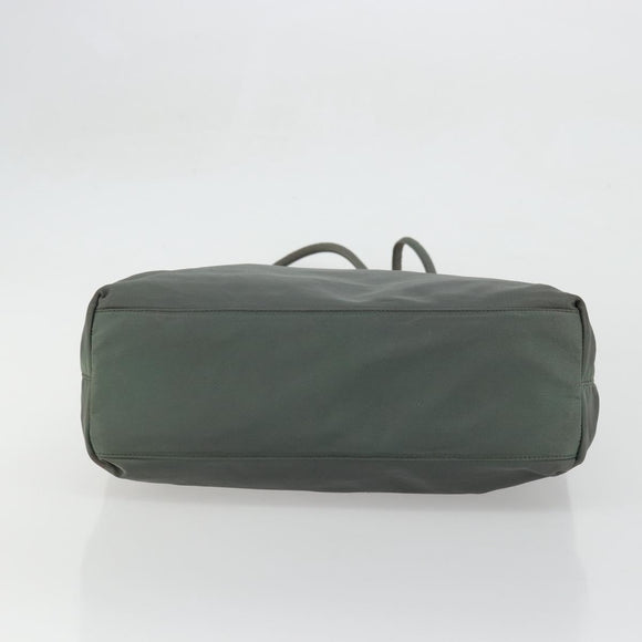 PRADA Tote Bag Nylon Green Silver Auth 175705
