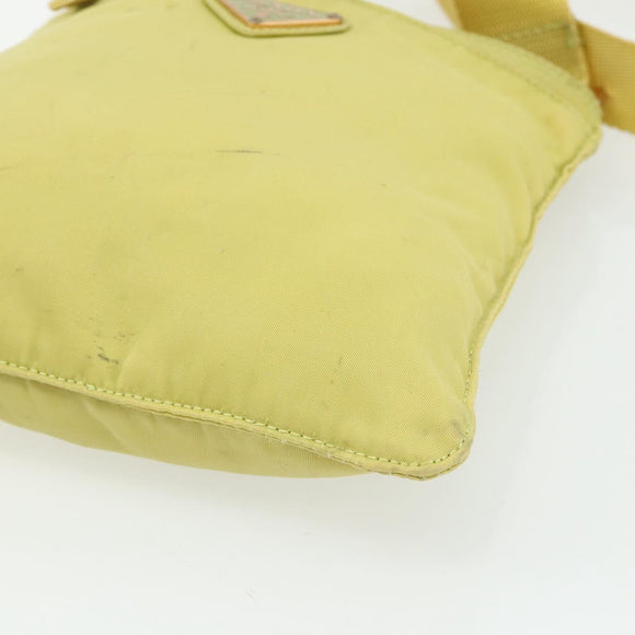 PRADA Shoulder Bag Nylon Yellow Silver Auth 175707