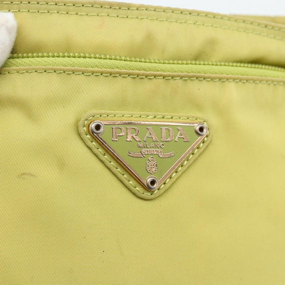 PRADA Shoulder Bag Nylon Yellow Silver Auth 175707