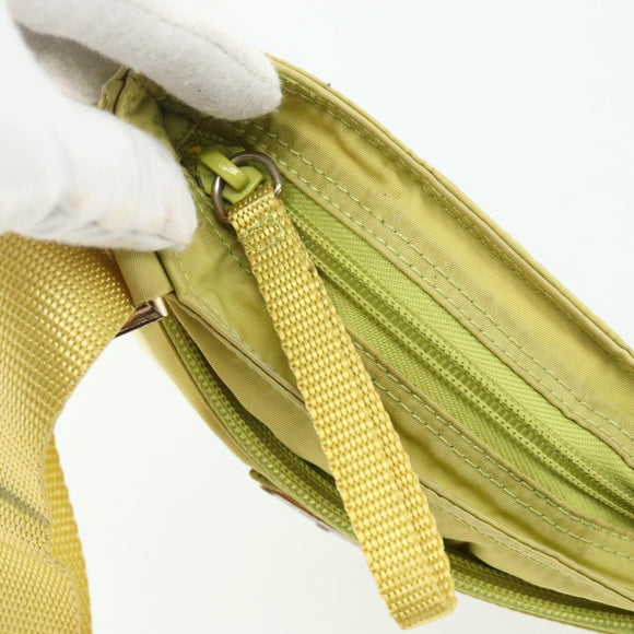 PRADA Shoulder Bag Nylon Yellow Silver Auth 175707